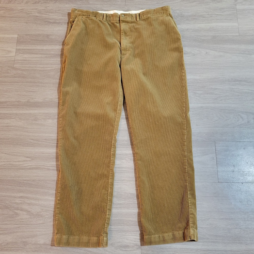 VTG Polo Ralph Lauren Mens 40x32 Tan Corduroy Pants Straight Leg WideWale Cotton